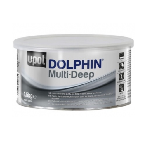 Шпатлевка высокоплотная армированная DOLPHIN MULTI DEEP, серебристо-серая, банка, 1.5л.