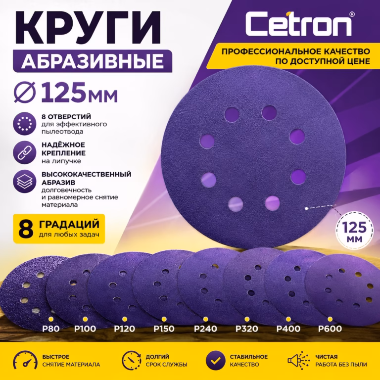 Шлифовальный диск Cetron APEX CD, 8 отв. 125 мм