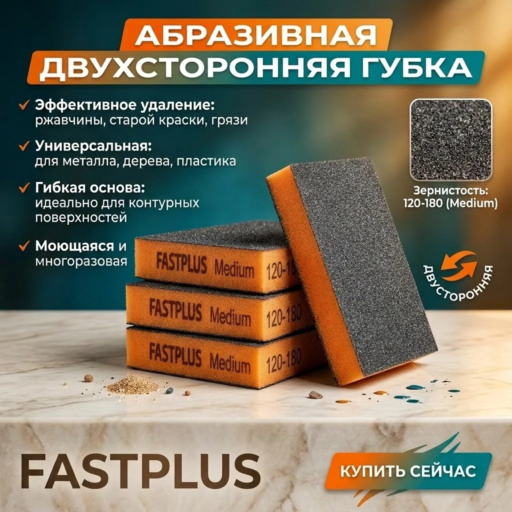 FASTPLUS абразивная двухсторонняя губка FASTPLUS абразивная двухсторонняя губка