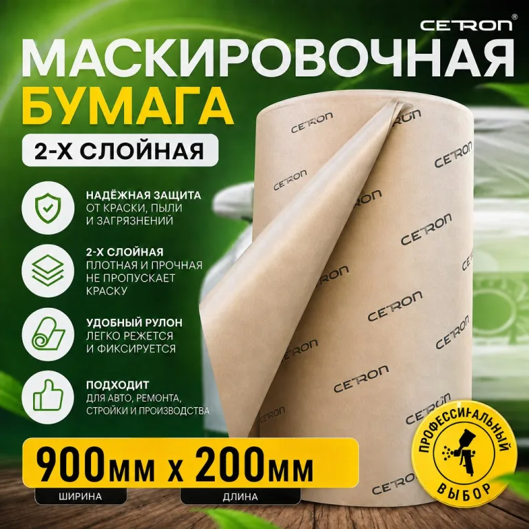 Маскировочная бумага 2-х слойная CETRON 900мм*200м в рулоне